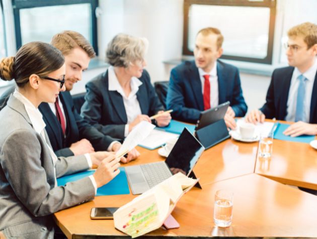 Illustration of legal, product, and engineering teams collaborating using shared evidence to make decisions.